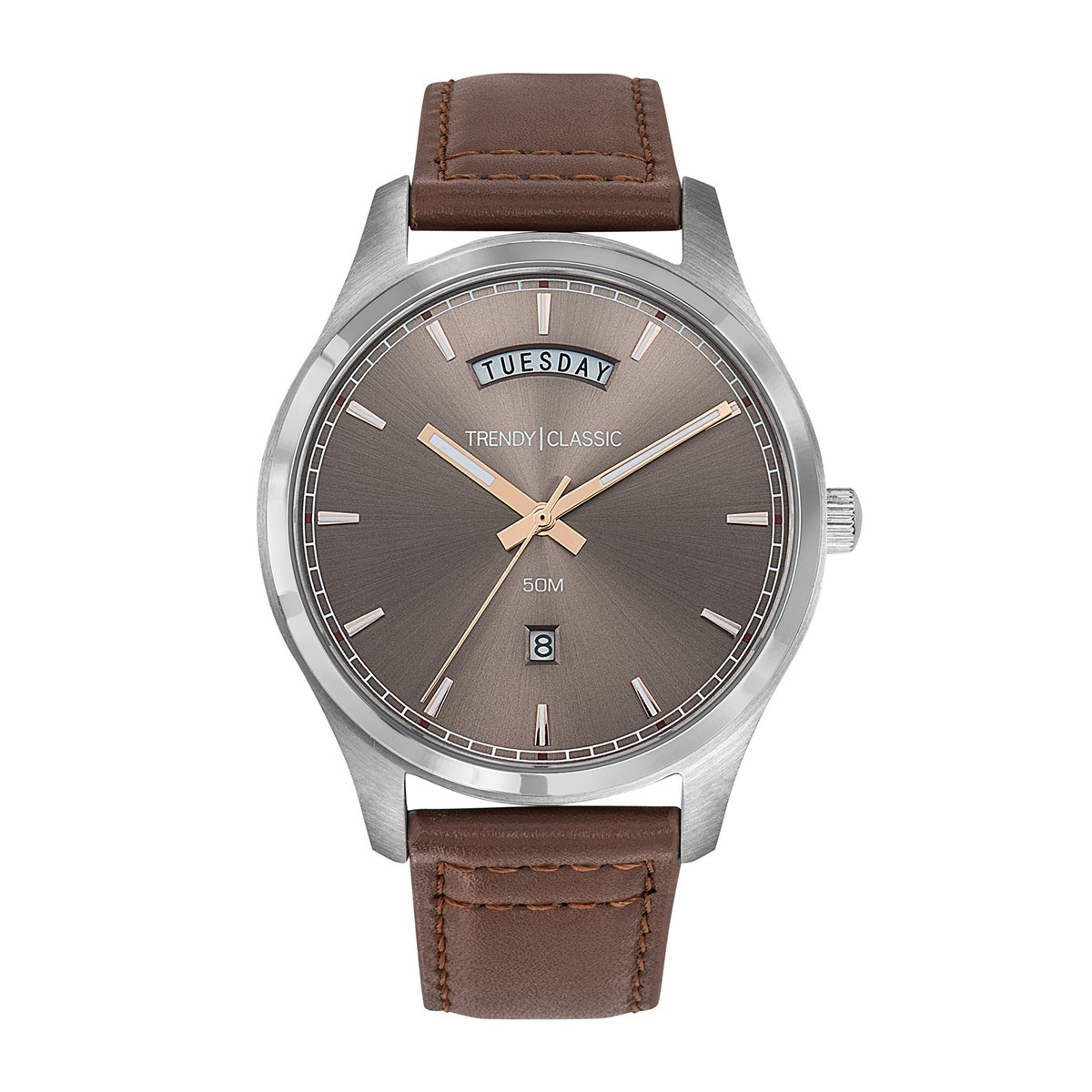 Montre Analogique Jour Et Date Bracelet Cuir V ritable CALENDAR Homme 