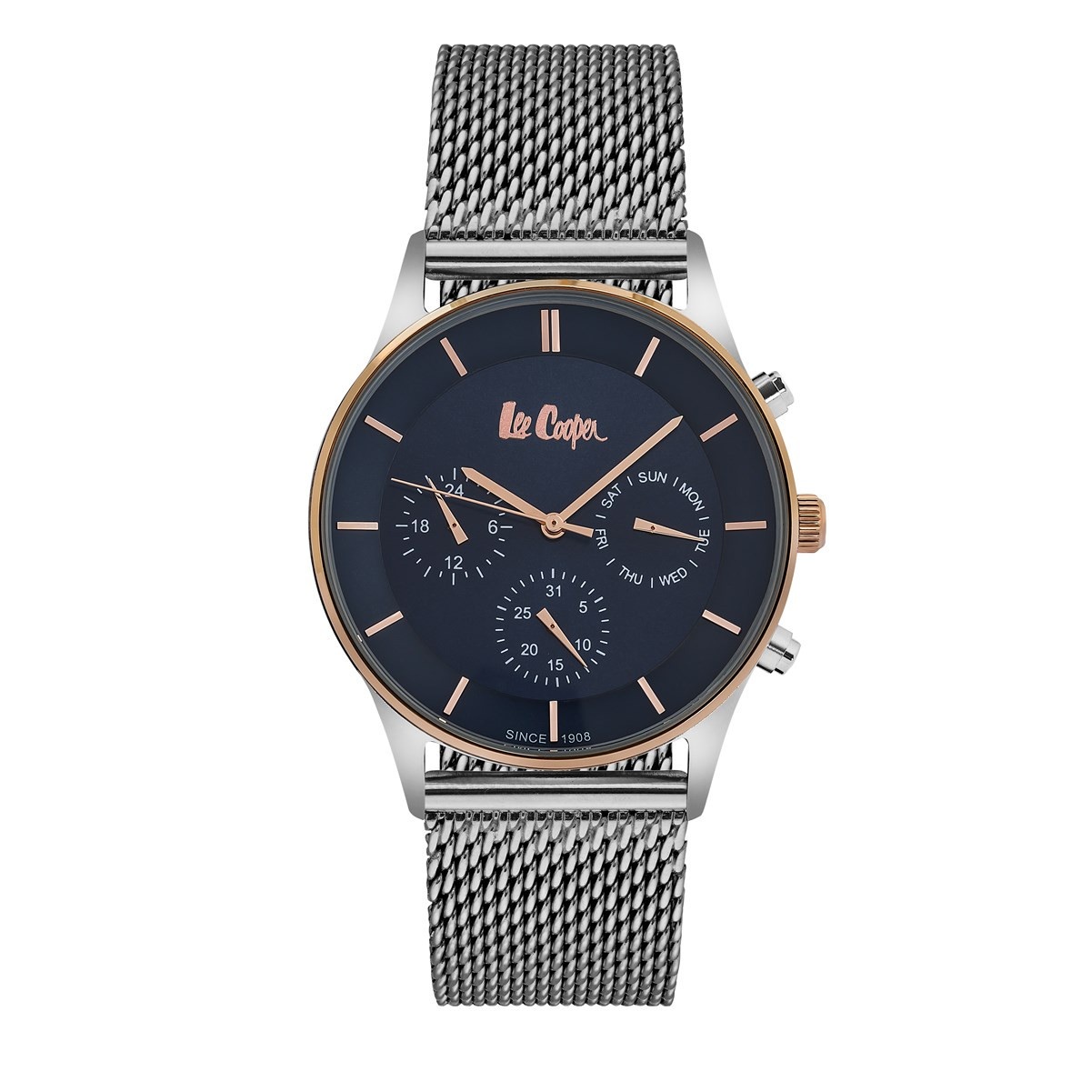 Montre analogique multifonctions bracelet acier maille milanaise ...