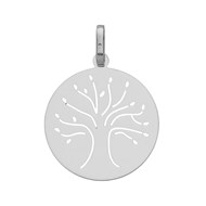 Médaille arbre de vie or blanc 18 carats