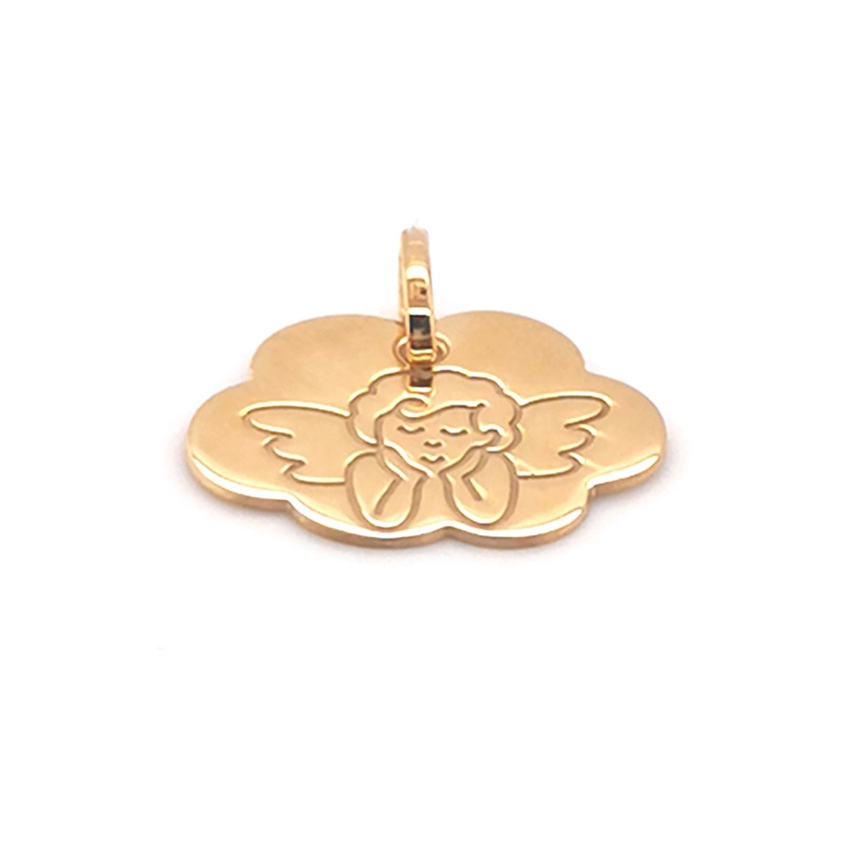 Médaille Brillaxis ange face stylisé nuage or jaune - vue 2