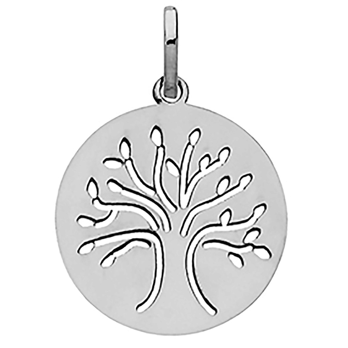 Médaille Brillaxis arbre de vie or blanc 9 carats