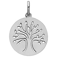 Médaille Brillaxis arbre de vie or blanc 9 carats