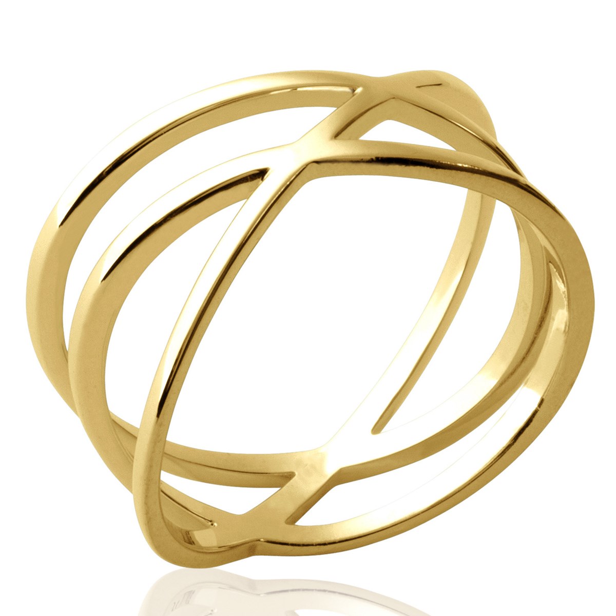 Bague Brillaxis triple rangs entrelacés dorés - vue 2