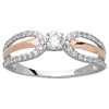 Bague Brillaxis or bicolore 18 carats empierrée - vue V2