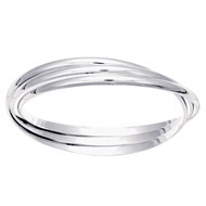 Jonc Brillaxis 3 anneaux entrelacé argent rhodié