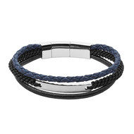 Bracelet homme Fossil Vintage casual multi-rangs acier blanc