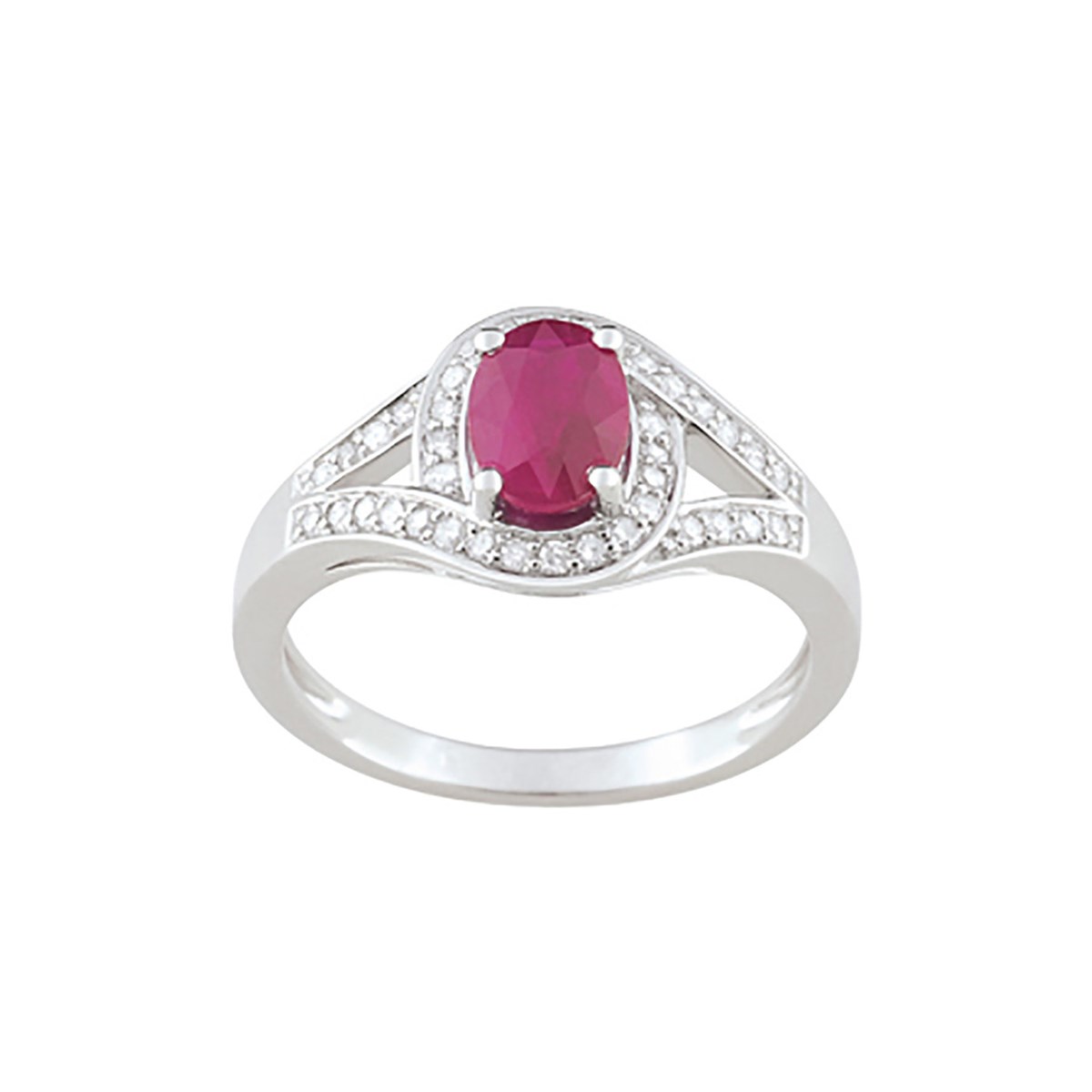 Bague Brillaxis rubis diamants or 18 carats