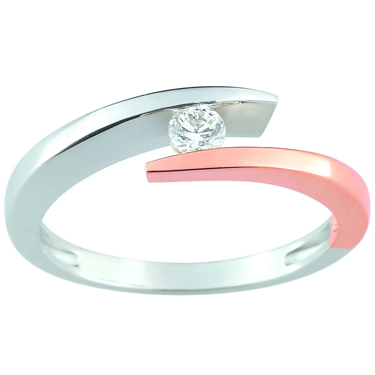 Solitaire Brillaxis diamant or rose et blanc