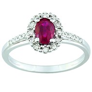 Bague marguerite rubis diamant or 750/1000