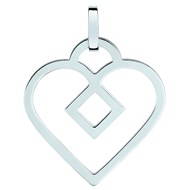 Pendentif Brillaxis Beguin grand coeur or blanc