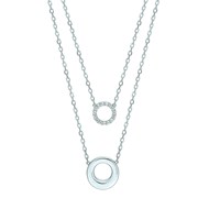 Collier Brillaxis Eclipse double cercles or blanc