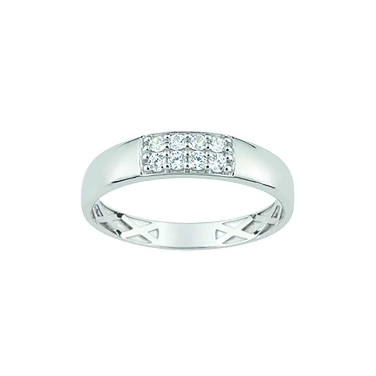 Bague oxydes de zirconium en or blanc 9 carats