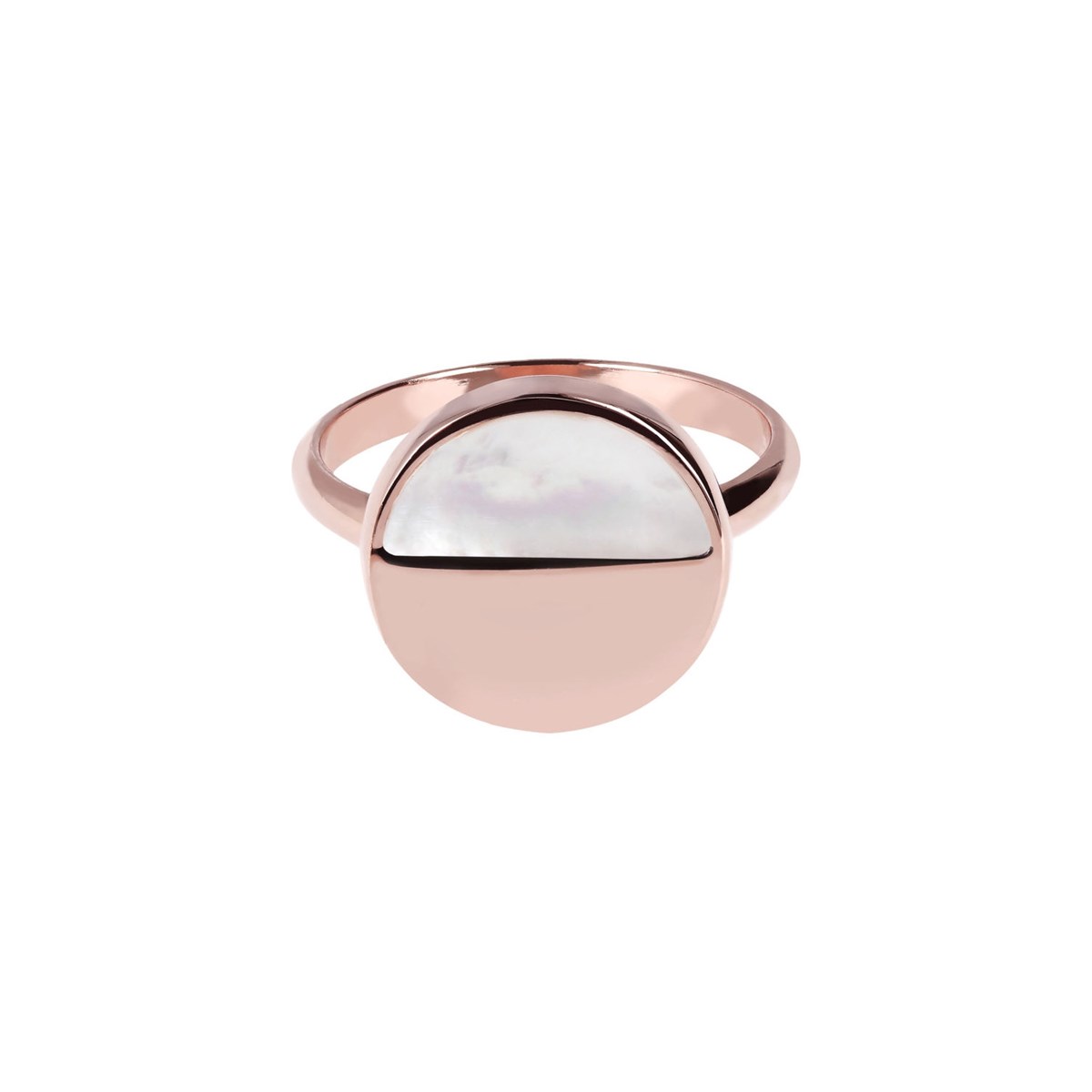 Bague Bronzallure disque demi-lune nacre blanche - vue 2