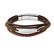Bracelet Fossil cuir marron multi-rangs