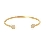 Jonc ajustable pierres naturelles or fin 24K finition Pointillé - ATHENA