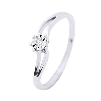 Solitaire Diamant 0,015 Cts Serti Illusion 0,30 Cts Or Blanc