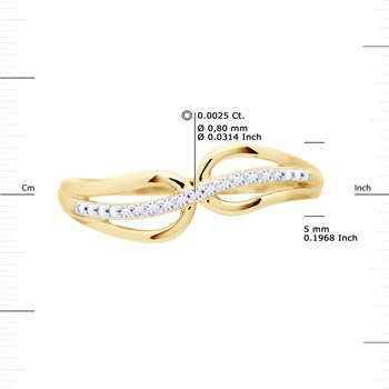 Alliance Vague Diamants 0,030 Cts Or Jaune