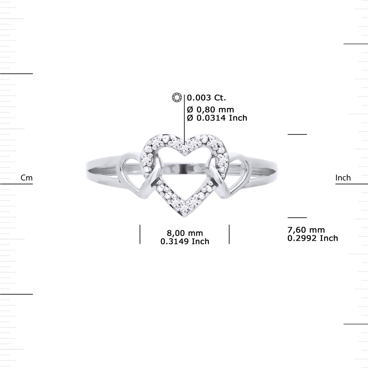 Bague COEUR Diamants 0,030 Cts Joaillerie Prestige Or Blanc - vue 3
