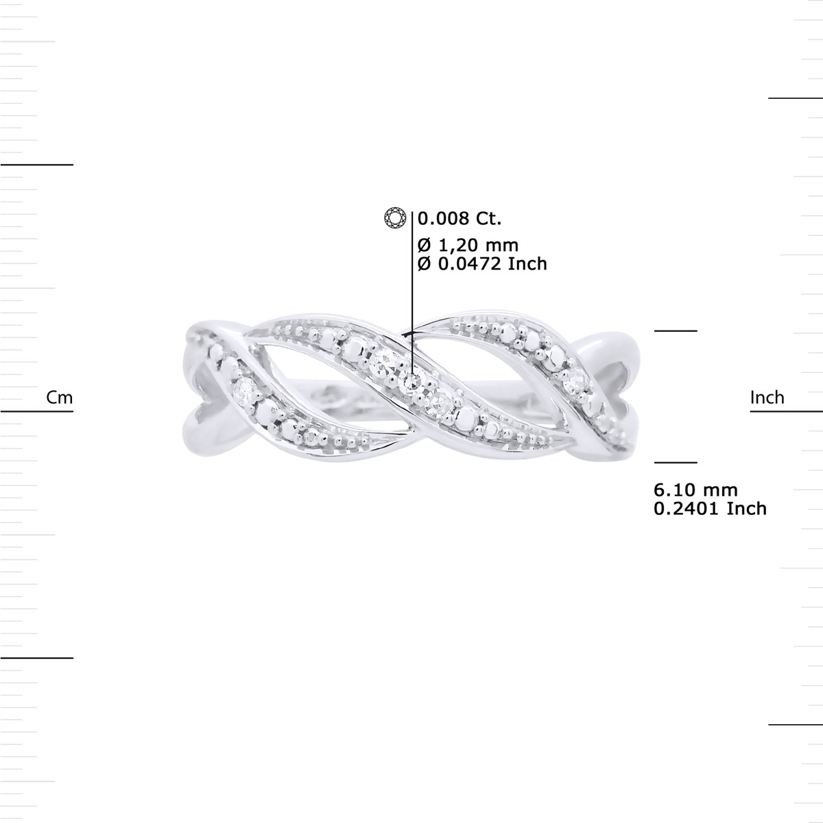 Bague Diamants 0,040 Cts Or Blanc - vue 3