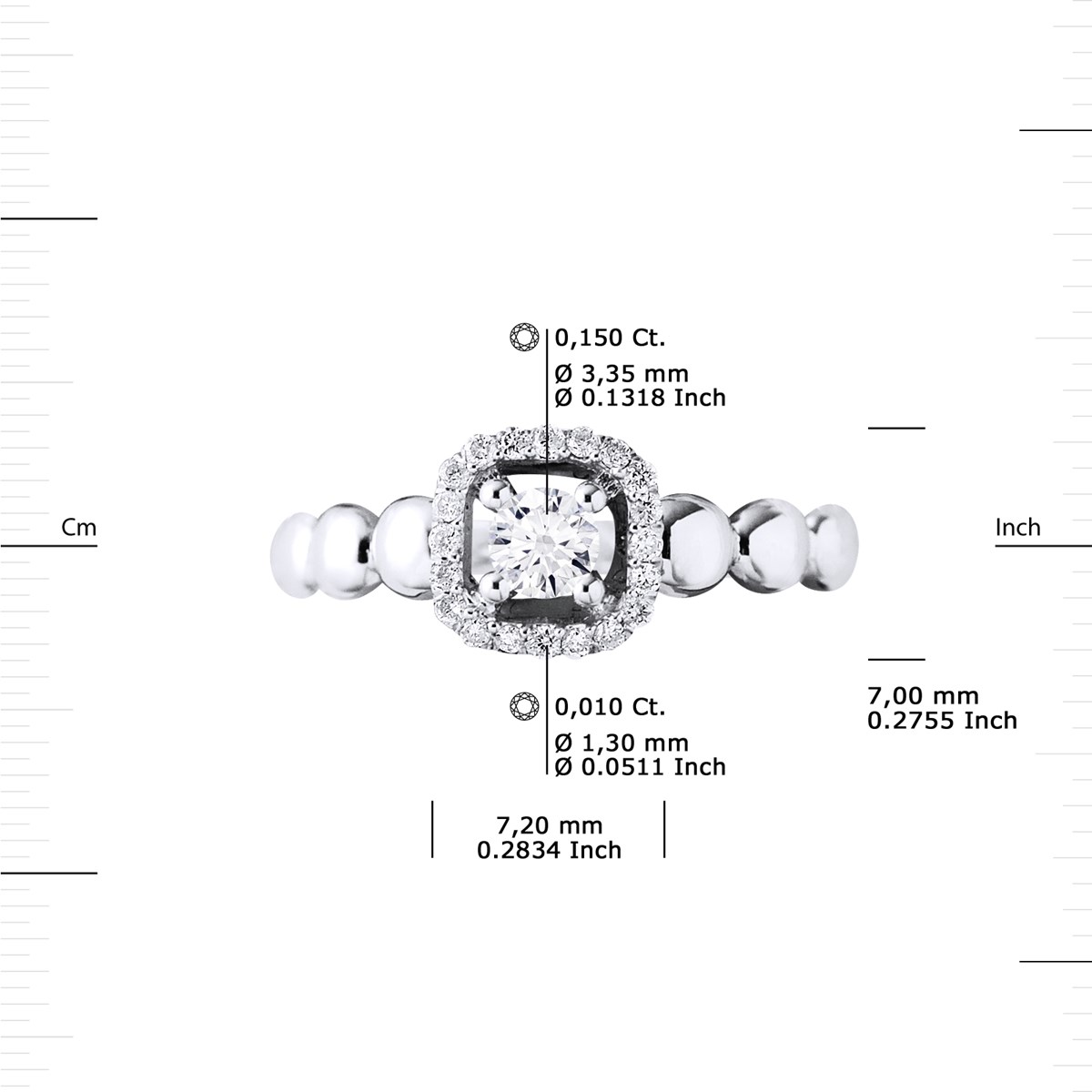 Solitaire Diamants 0,33 Cts Joaillerie Prestige Or Blanc - vue 3