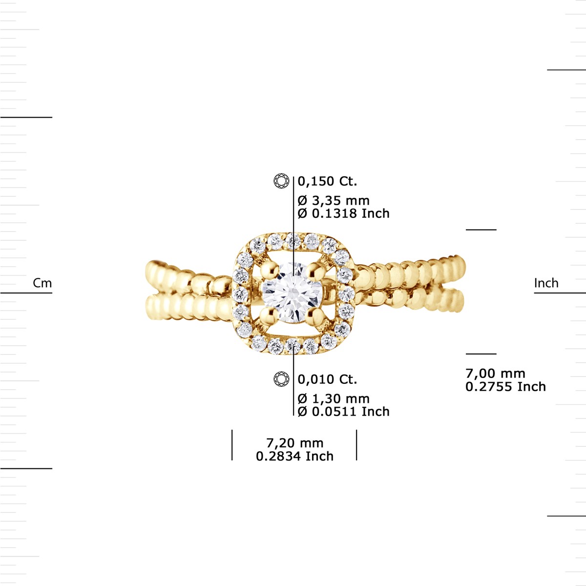 Solitaire Diamants 0,33 Cts Joaillerie Prestige Or Jaune - vue 3