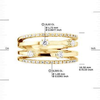 Ring Diamanten 0.32 Cts Satelliet Sieraden Geelgoud