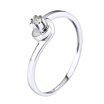 Solitaire Diamant 0,04 Cts Joaillerie Or Blanc