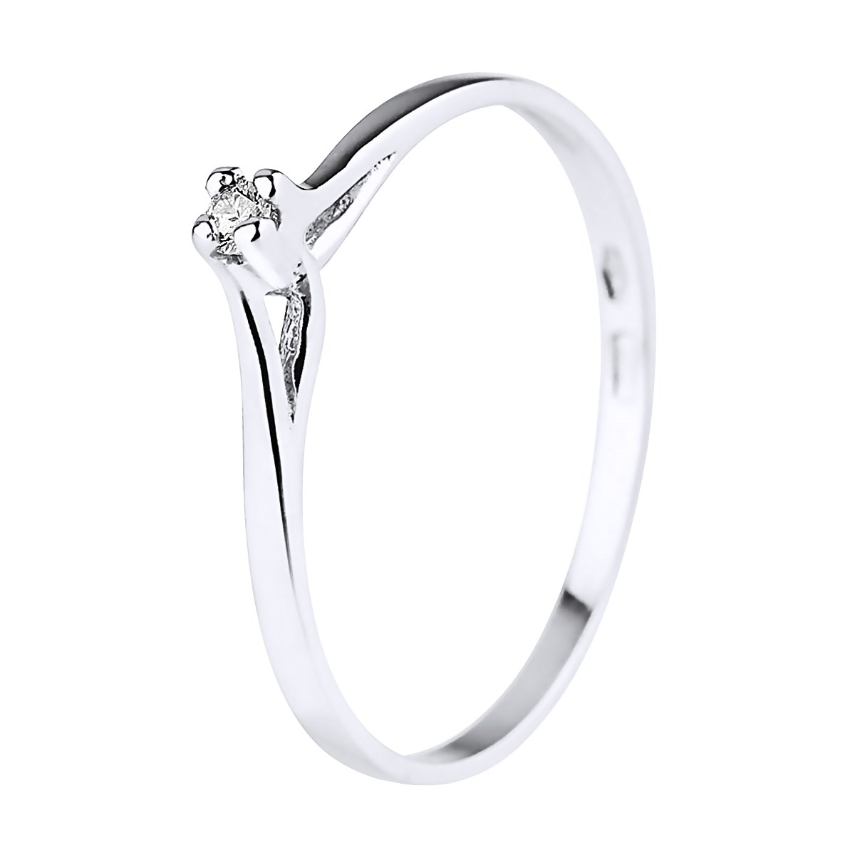 Solitaire Diamant 0,03 Cts Joaillerie Or Blanc
