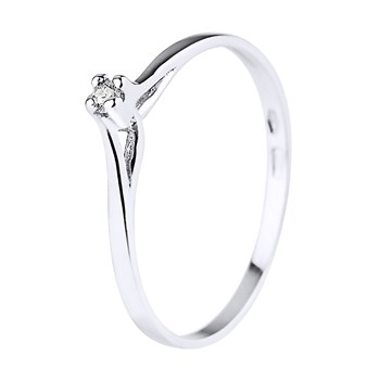 Solitaire Diamant 0,03 Cts Joaillerie Or Blanc