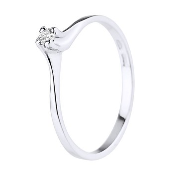 Solitaire Diamant 0,06 Cts Joaillerie Or Blanc