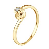 Solitaire Diamant 0,04 Cts Joaillerie Or Jaune