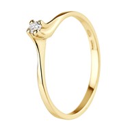 Solitaire Diamant 0,06 Cts Joaillerie Or Jaune