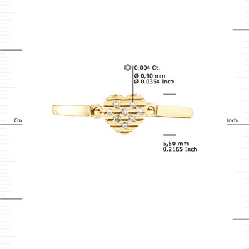Bague COEUR Diamants 0,032 Cts Or Jaune