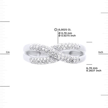 Bague Diamants 0,080 Cts Jonc Volume Or Blanc