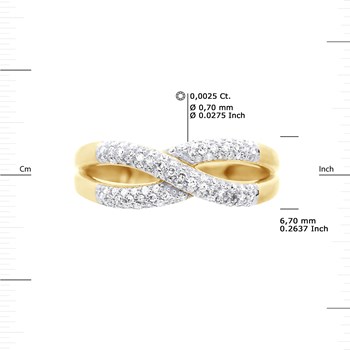 Bague Diamants 0,080 Cts Jonc Volume Or Jaune