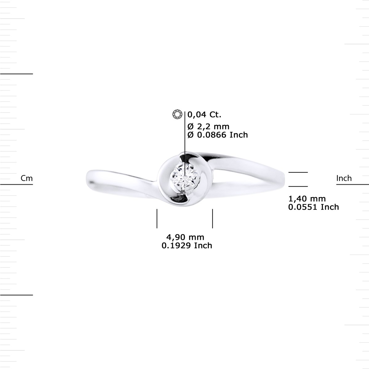 Solitaire Diamant 0,040 Cts Or Blanc 18 Carats - vue 3