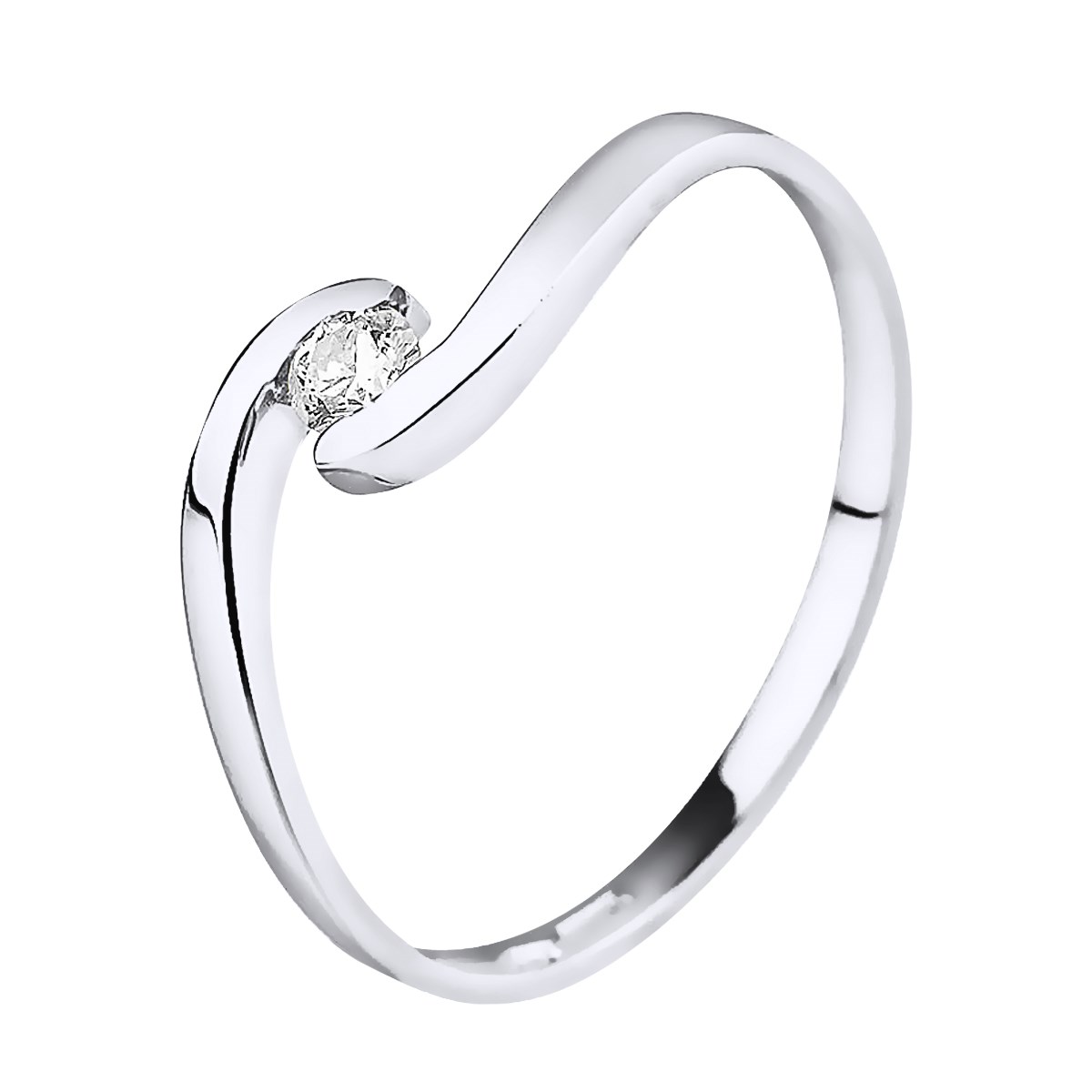 Solitaire Diamant 0,080 Cts Or Blanc 18 Carats