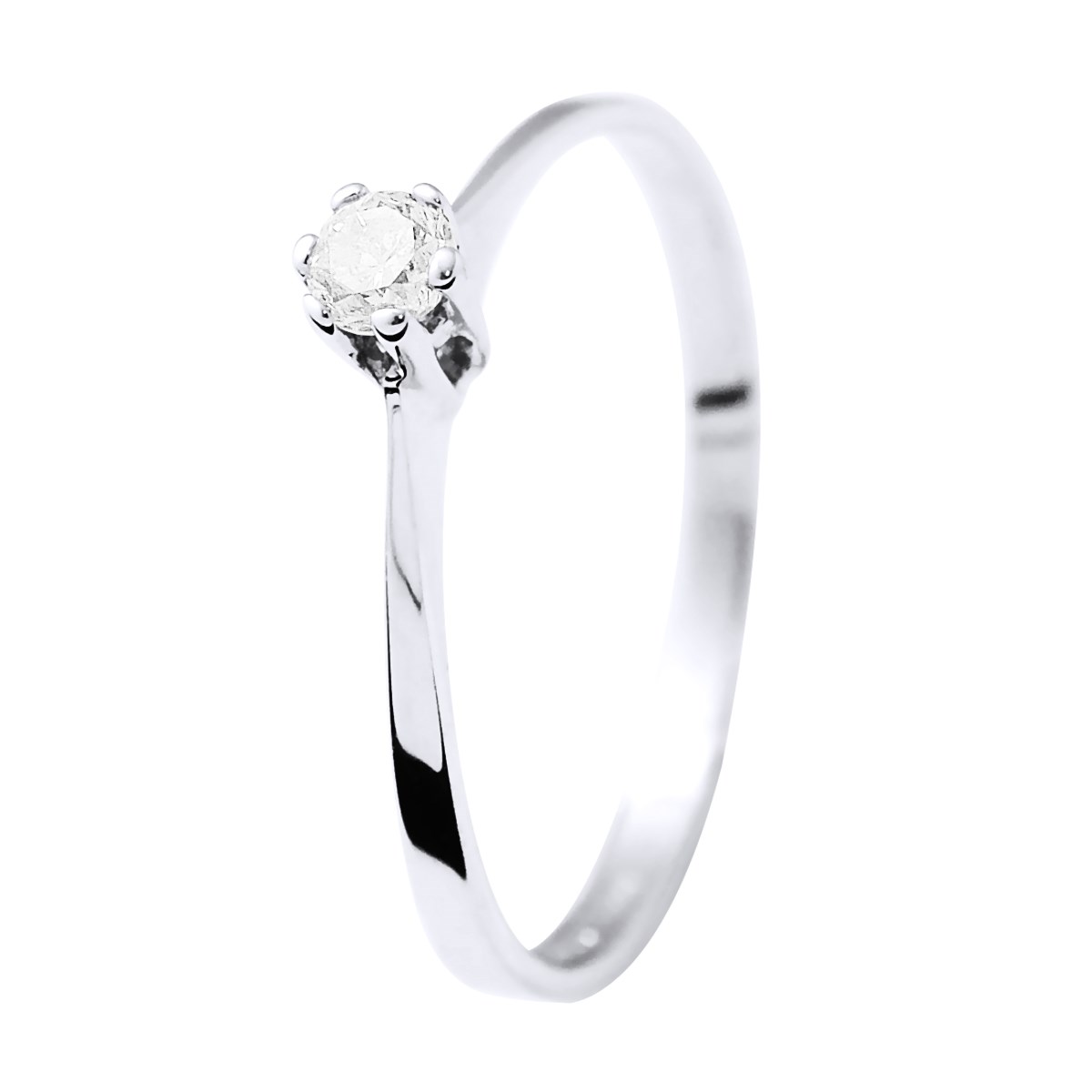 Solitaire Diamant 0,10 Cts 4 Griffes Or Blanc 18 Carats
