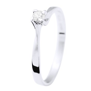 Solitaire Diamant 0,15 Cts 4 Griffes Or Blanc 18 Carats