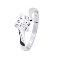 Solitaire Diamant 0,50 Cts 4 Griffes Or Blanc 18 Carats