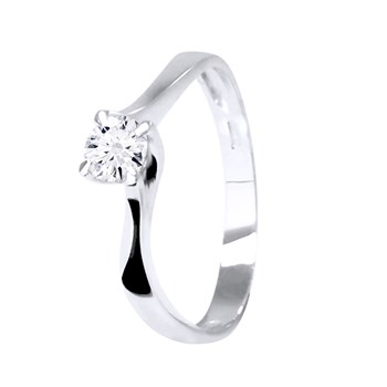 Solitaire Diamant 0,30 Cts 4 Griffes Or Blanc 18 Carats