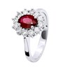 Bague Marquise RUBIS 0,95 Cts Diamants 0,36 Cts Or Blanc 18 Carats - vue V1