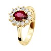 Bague Marquise RUBIS 0,95 Cts Diamants 0,36 Cts Or Jaune 18 Carats - vue V1
