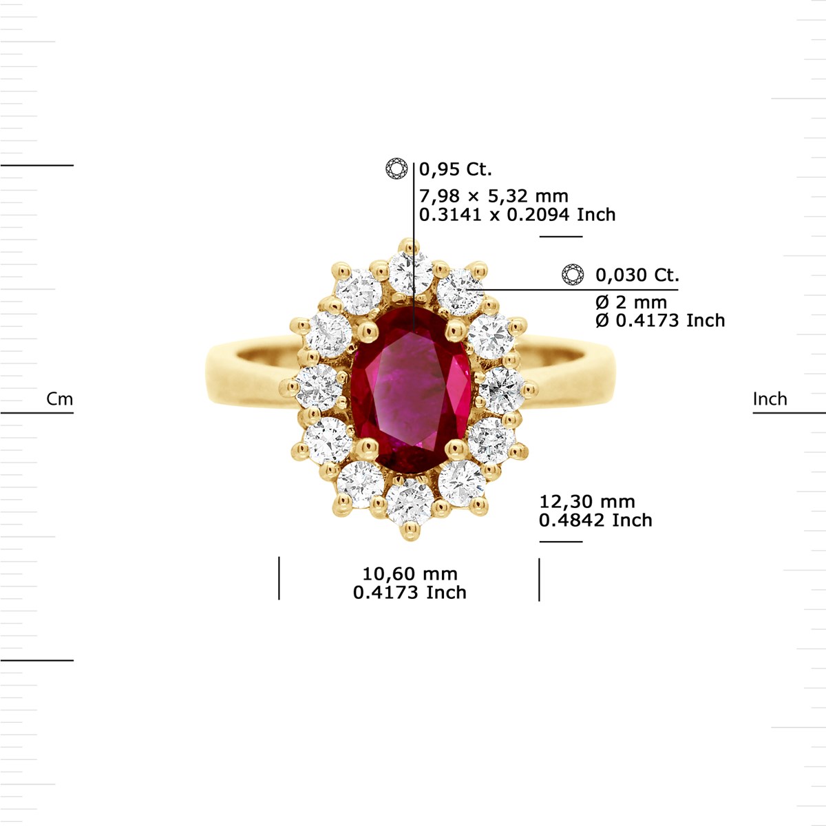 Bague Marquise RUBIS 0,95 Cts Diamants 0,36 Cts Or Jaune 18 Carats - vue 3