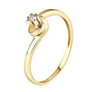 Solitaire Diamant 0,040 Cts Or Jaune 18 Carats