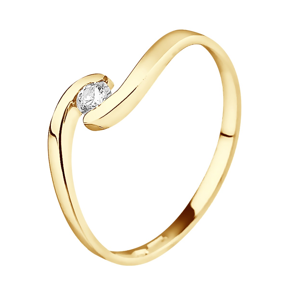 Solitaire Diamant 0,080 Cts Or Jaune 18 Carats