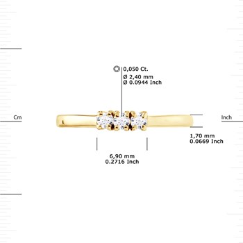 Bague TRILOGIE Diamants 0,15 Cts Serti Griffes Or Jaune 18 Carats