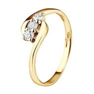 Bague TRILOGIE Diamants 0,21 Cts Serti Griffes Or Jaune 18 Carats