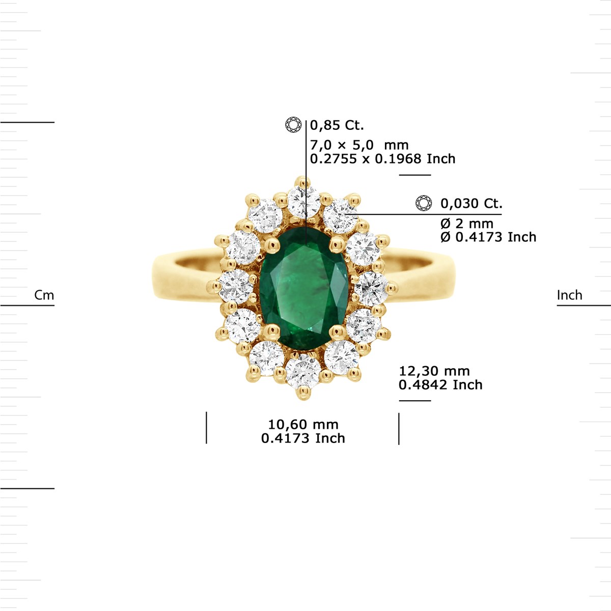 Bague Marquise EMERAUDE 0,85 Cts Diamants 0,36 Cts Or Jaune 18 Carats - vue 3