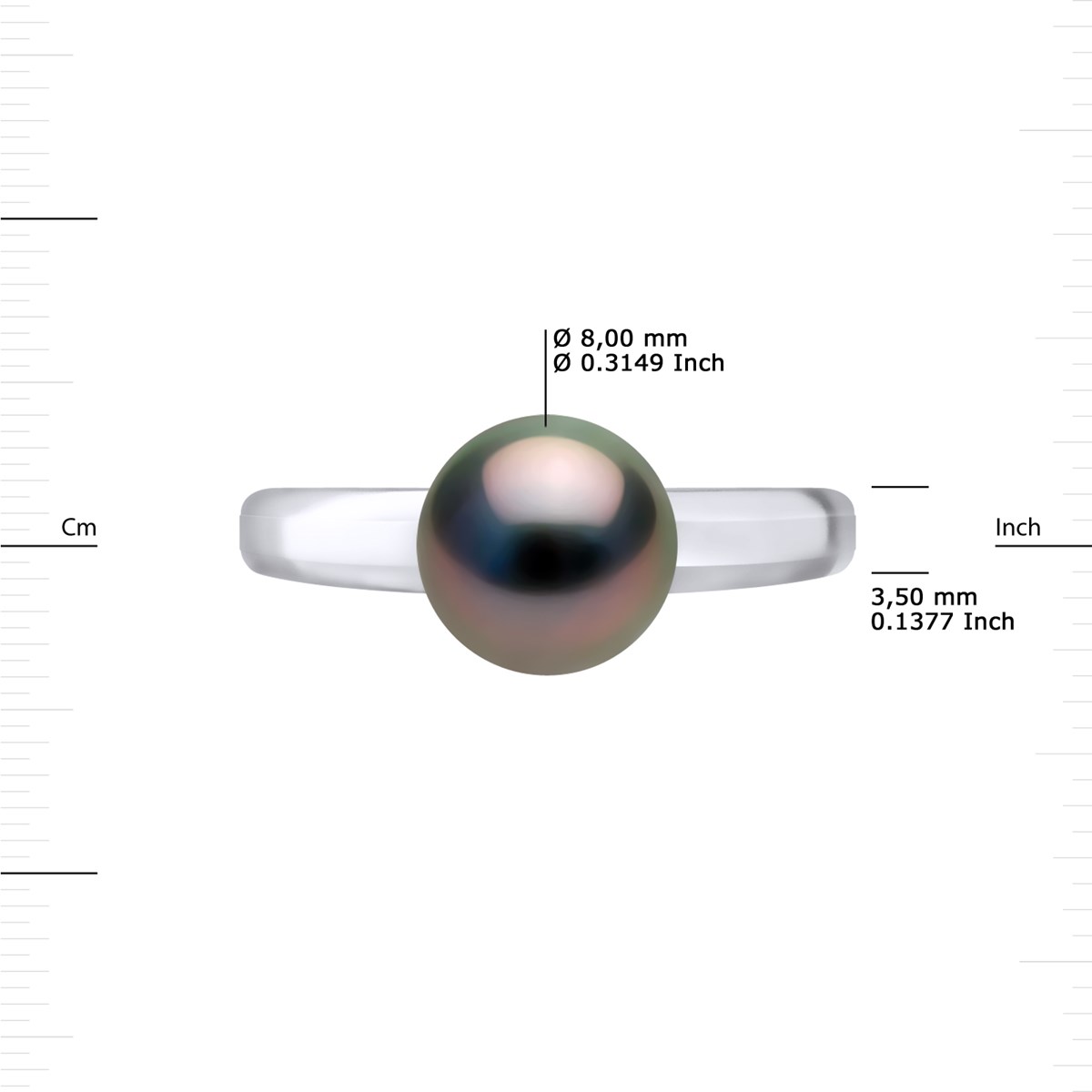 Bague Jonc moderne Perle de TAHITI Ronde 8-9 mm Argent 925 - vue 3